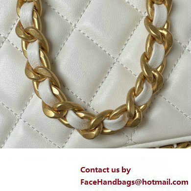 Chanel Shiny Crumpled Lambskin  &  Gold-Tone Metal Large Hobo Bag AS4287 White 2023